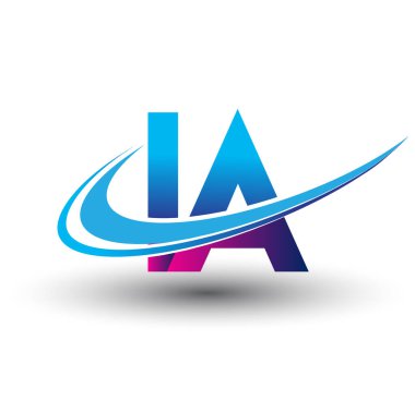 İlk harf IA logotype şirketi adı mavi ve morumsu çizim. iş ve şirket kimliği için vektör logosu.
