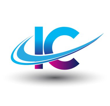 İlk harf IC logotype şirketi adı mavi ve morumsu çizim. iş ve şirket kimliği için vektör logosu.