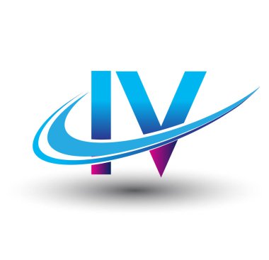 İlk harf IV logotype şirket adı mavi ve morumsu çizim. iş ve şirket kimliği için vektör logosu.