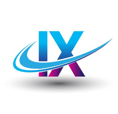 İlk harf IX logotype şirket adı mavi ve morumsu çizim. iş ve şirket kimliği için vektör logosu.