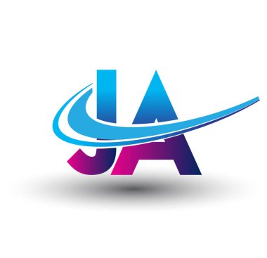 İlk harf JA logotype şirket adı mavi ve morumsu çizim. iş ve şirket kimliği için vektör logosu.
