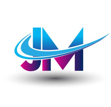 İlk harf JM logotype şirket adı mavi ve morumsu çizim. iş ve şirket kimliği için vektör logosu.