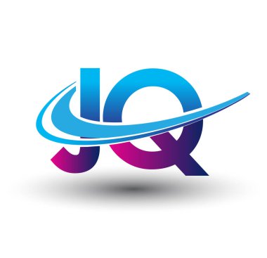 İlk harf JQ logotype şirketi adı mavi ve morumsu çizim. iş ve şirket kimliği için vektör logosu.