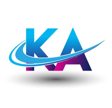 İlk harf KA logotype şirketi adı mavi ve morumsu çizim. iş ve şirket kimliği için vektör logosu.