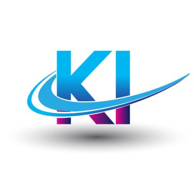 İlk harf KI logotype şirketi adı mavi ve morumsu çizim. iş ve şirket kimliği için vektör logosu.