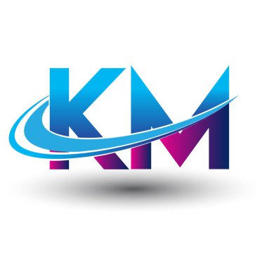 İlk harf KM logotype şirketinin adı mavi ve morumsu çizim. iş ve şirket kimliği için vektör logosu.