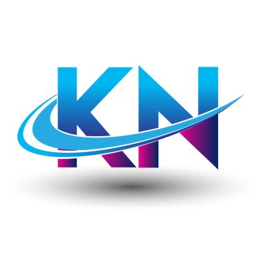 İlk harf KN logotype şirket adı mavi ve morumsu çizim. iş ve şirket kimliği için vektör logosu.