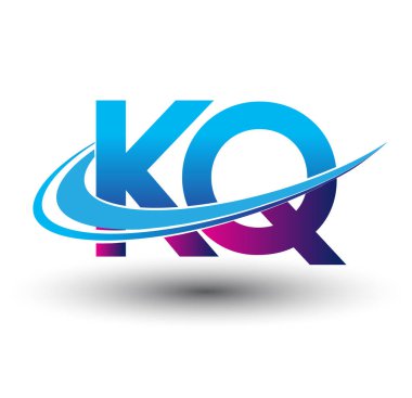 İlk harf KQ logotype şirketi adı mavi ve morumsu çizim. iş ve şirket kimliği için vektör logosu.