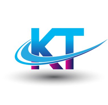 İlk harf KT logotype şirketi adı mavi ve morumsu çizim. iş ve şirket kimliği için vektör logosu.