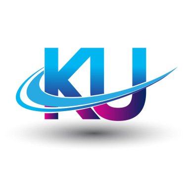İlk harf KU logotype şirket adı mavi ve morumsu çizim. iş ve şirket kimliği için vektör logosu.