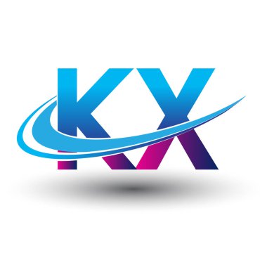 İlk harf KX logotype şirket adı mavi ve morumsu çizim. iş ve şirket kimliği için vektör logosu.