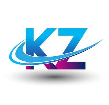 İlk harf KZ logotype şirket adı mavi ve morumsu çizim. iş ve şirket kimliği için vektör logosu.