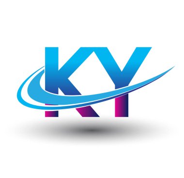 İlk harf KY logotype şirket adı mavi ve morumsu çizim. iş ve şirket kimliği için vektör logosu.