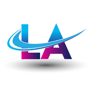 İlk harf LA logotype şirketi adı mavi ve morumsu çizim. iş ve şirket kimliği için vektör logosu.