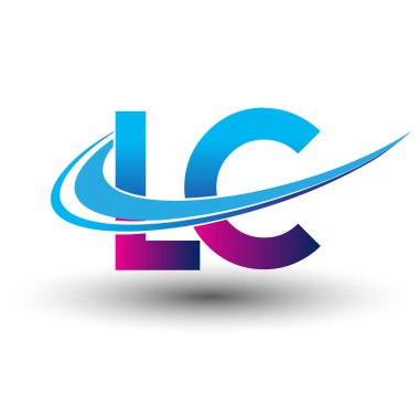 İlk harf LC logotype şirket adı mavi ve morumsu çizim. iş ve şirket kimliği için vektör logosu.