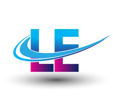İlk harf LE logotype şirket adı mavi ve morumsu çizim. iş ve şirket kimliği için vektör logosu.