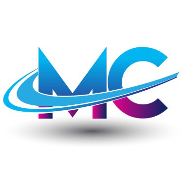 İlk harf MC logotype şirket adı mavi ve morumsu çizim. iş ve şirket kimliği için vektör logosu.