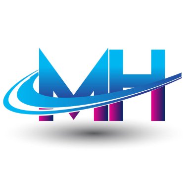İlk harf MH logotype şirketi adı mavi ve morumsu çizim. iş ve şirket kimliği için vektör logosu.