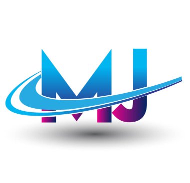 İlk harf MJ logotype şirketi adı mavi ve morumsu çizim. iş ve şirket kimliği için vektör logosu.