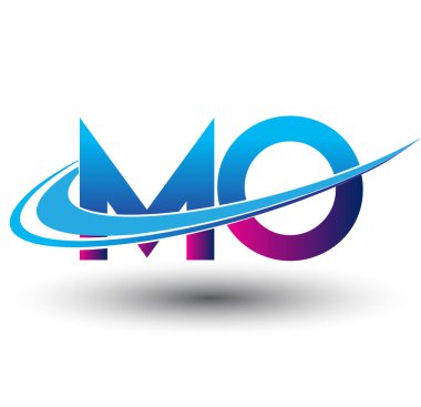 İlk harf MO logotype şirket adı mavi ve morumsu çizim. iş ve şirket kimliği için vektör logosu.
