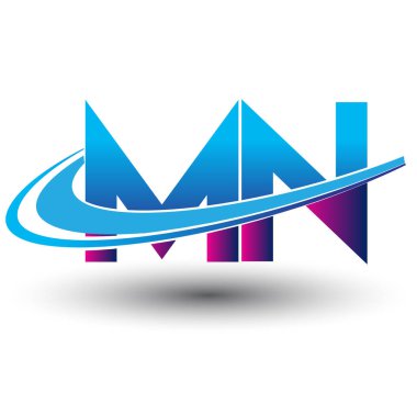 İlk harf MN logotype şirketi adı mavi ve morumsu çizim. iş ve şirket kimliği için vektör logosu.