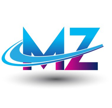 İlk harf MZ logotype şirketi adı mavi ve morumsu çizim. iş ve şirket kimliği için vektör logosu.
