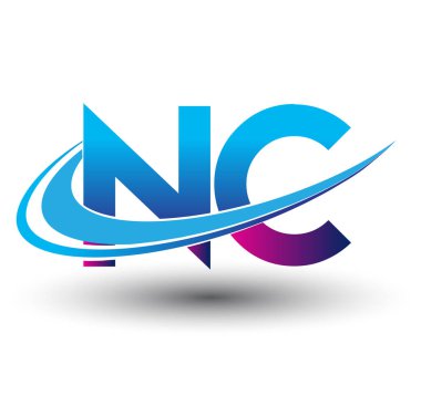 İlk harf NC logotype şirket adı mavi ve morumsu çizim. iş ve şirket kimliği için vektör logosu.