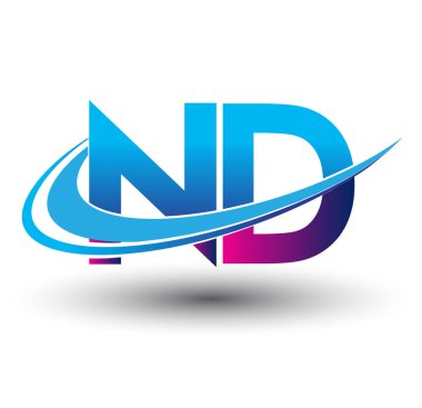 İlk harf ND logotype şirket adı mavi ve morumsu çizim. iş ve şirket kimliği için vektör logosu.