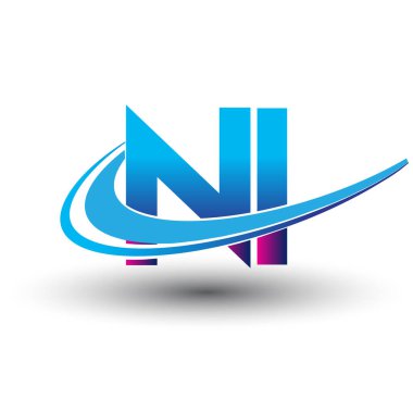 İlk harf NI logotype şirket adı mavi ve morumsu çizim. iş ve şirket kimliği için vektör logosu.