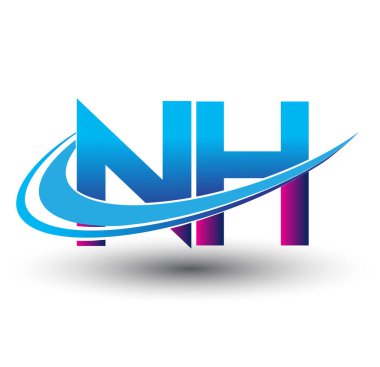İlk harf NH logotype şirketi adı mavi ve morumsu çizim. iş ve şirket kimliği için vektör logosu.