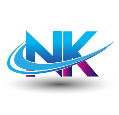 İlk harf NK logotype şirketi adı mavi ve morumsu çizim. iş ve şirket kimliği için vektör logosu.