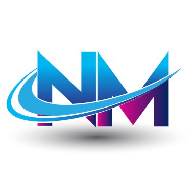 İlk harf NM logotype şirket adı mavi ve morumsu çizim. iş ve şirket kimliği için vektör logosu.