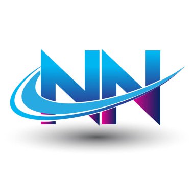 İlk harf NN logotype şirket adı mavi ve morumsu çizim. iş ve şirket kimliği için vektör logosu.