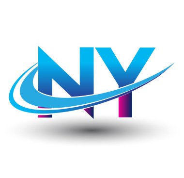 İlk harf NY logotype şirket adı mavi ve morumsu çizim. iş ve şirket kimliği için vektör logosu.