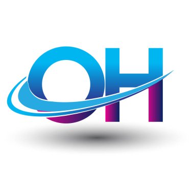 İlk harf OH logotype şirketi adı mavi ve morumsu desenli. iş ve şirket kimliği için vektör logosu.