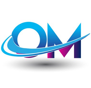 İlk harf OM logotype şirketi adı mavi ve morumsu çizim. iş ve şirket kimliği için vektör logosu.