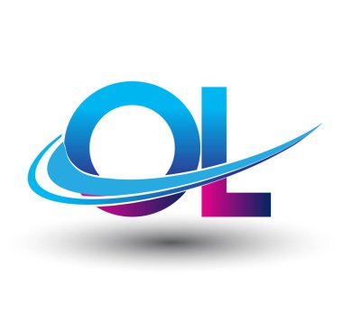 İlk harf OL logotype şirket adı mavi ve morumsu çizim. iş ve şirket kimliği için vektör logosu.