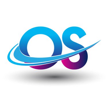 İlk harf OS logotype şirketi adı mavi ve morumsu çizim. iş ve şirket kimliği için vektör logosu.