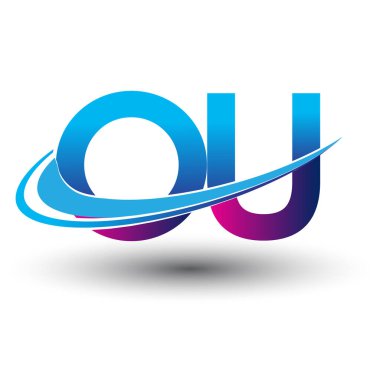 İlk harf OU logotype şirketi adı mavi ve morumsu çizim. iş ve şirket kimliği için vektör logosu.