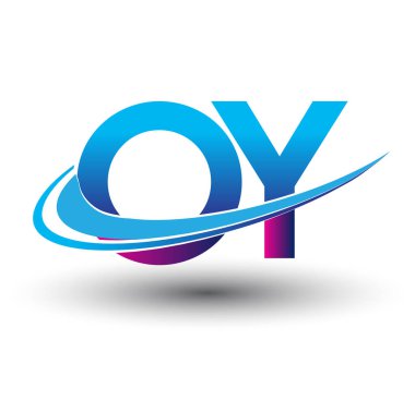 İlk harf OY logotype şirketi adı mavi ve morumsu çizim. iş ve şirket kimliği için vektör logosu.