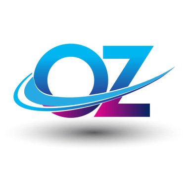 İlk harf OZ logotype şirketi adı mavi ve morumsu çizim. iş ve şirket kimliği için vektör logosu.