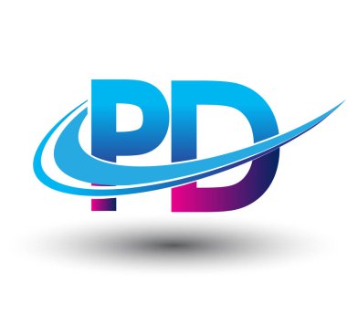 İlk harf PD logotype şirketinin adı mavi ve morumsu desenli. iş ve şirket kimliği için vektör logosu.