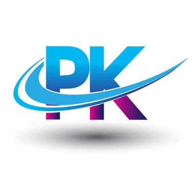 İlk harf PK logotype şirketi adı mavi ve morumsu çizim. iş ve şirket kimliği için vektör logosu.