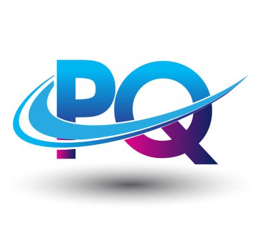 İlk harf PQ logotype şirketi adı mavi ve morumsu çizim. iş ve şirket kimliği için vektör logosu.
