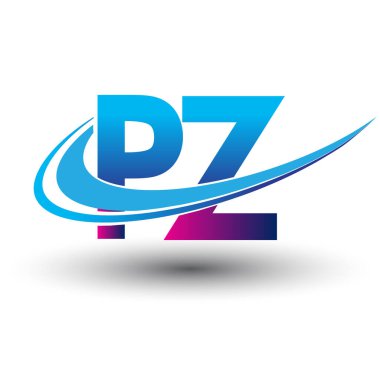 İlk harf PZ logotype şirket adı mavi ve morumsu çizim. iş ve şirket kimliği için vektör logosu.