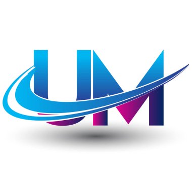 İlk harf UM logotype şirketi adı mavi ve morumsu çizim. iş ve şirket kimliği için vektör logosu.