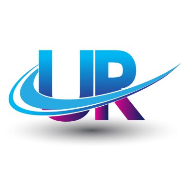 İlk harf UR logotype şirketi adı mavi ve morumsu desenli. iş ve şirket kimliği için vektör logosu.