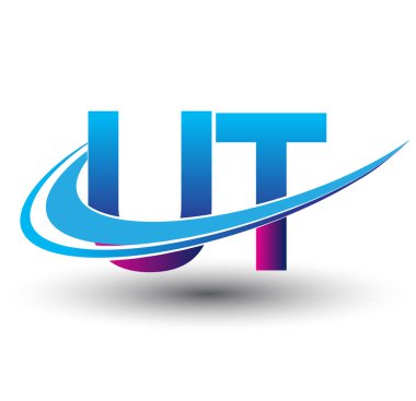 İlk harf UT logotype şirketi adı mavi ve morumsu çizim. iş ve şirket kimliği için vektör logosu.