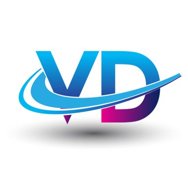 İlk harf VD logotype şirketi adı mavi ve morumsu çizim. iş ve şirket kimliği için vektör logosu.