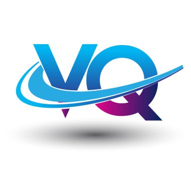 İlk harf VQ logotype şirketi adı mavi ve morumsu çizim. iş ve şirket kimliği için vektör logosu.